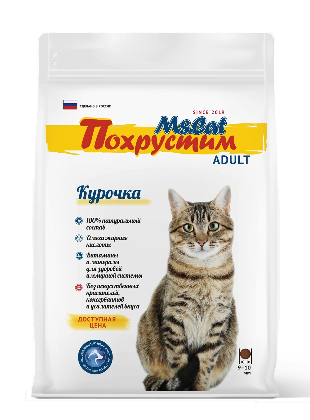 картинка Ms.Cat «Похрустим» Сухой полнорационный корм с курицей для взрослых кошек 800 гр от магазина PFMrus